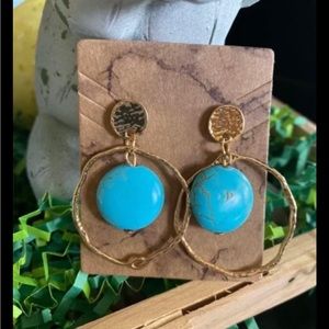 Faux Turquoise and Gold Plated Earrings NWT